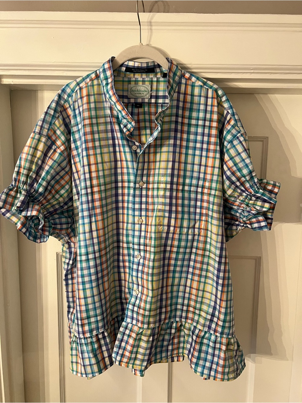 Upcycled Plaid Button-Up Men's Shirt